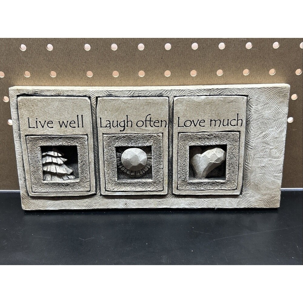 Live Well, Laugh Often, Love Much Hand Cast Stone Plaque Frame Decor